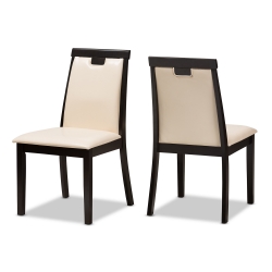 Baxton Studio Evelyn Modern and Contemporary Beige Faux Leather Upholstered and Dark Brown Finished Dining Chair Set of 2